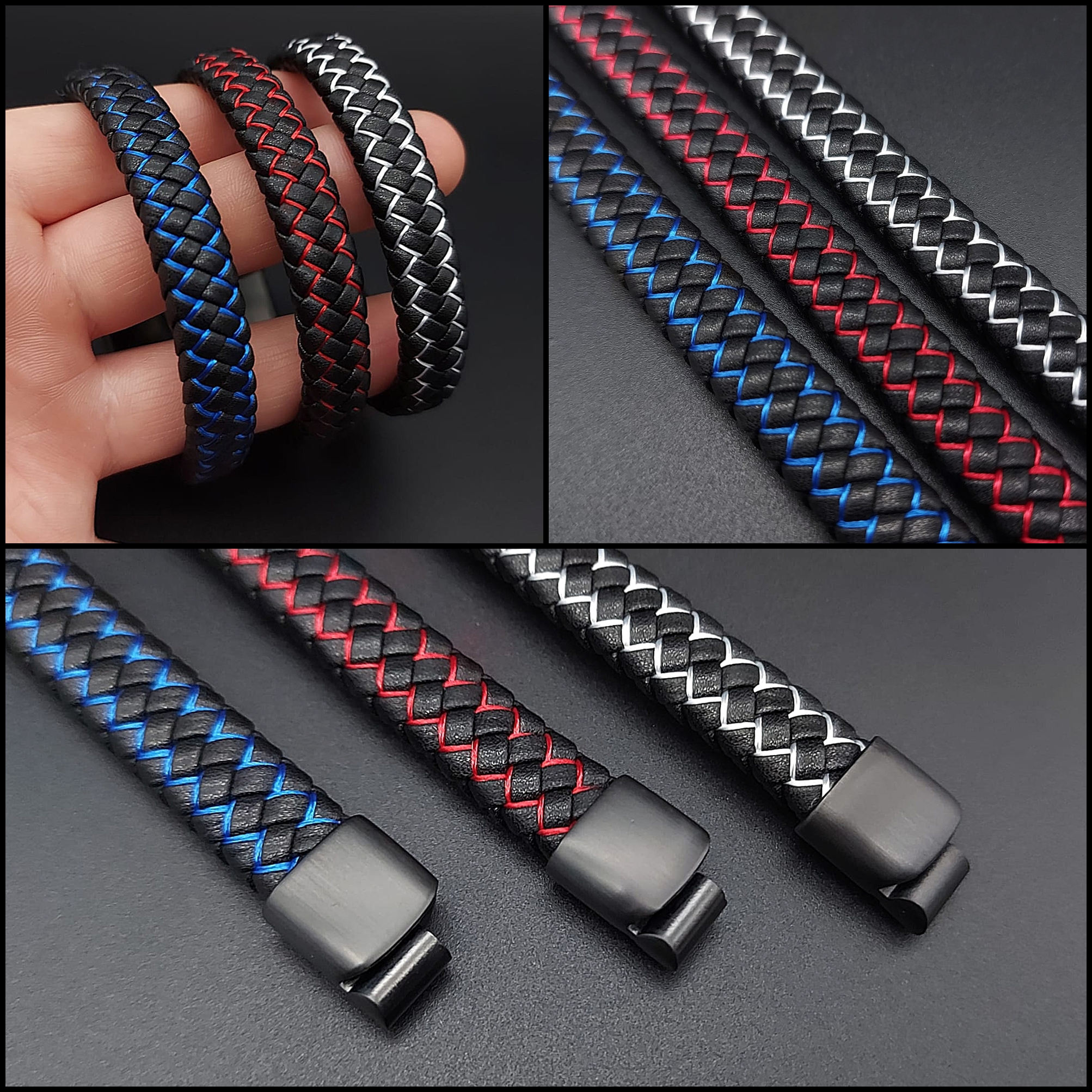 Geflochten in Blau / Rot / Weiß