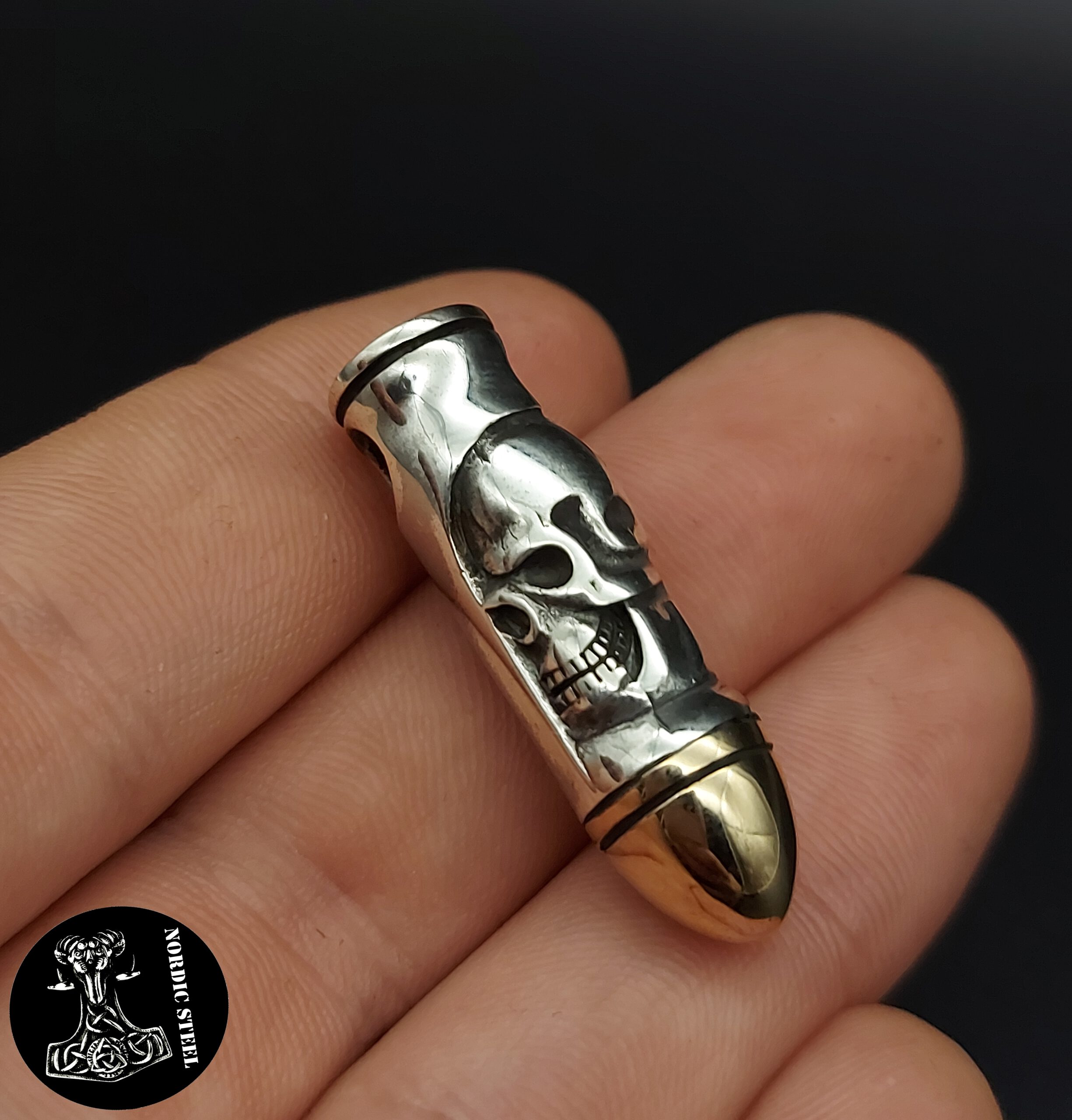 Patrone mit Skull 9,5 Gramm Sterlingsilber 925er